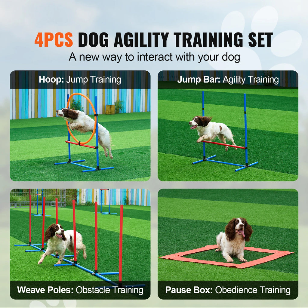 Dog Agility Training Equipment 4 PCS Set with Adjustable High