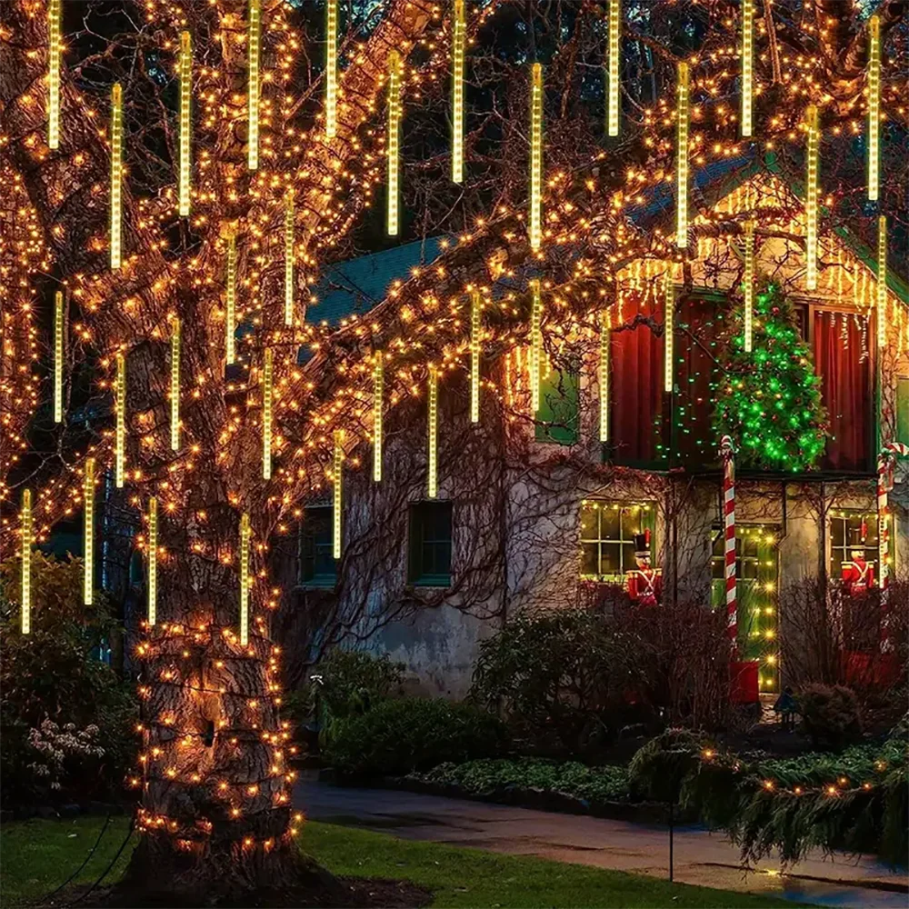 Christmas Lights Outdoor Solar Meteor Shower Lights 8 Tubes