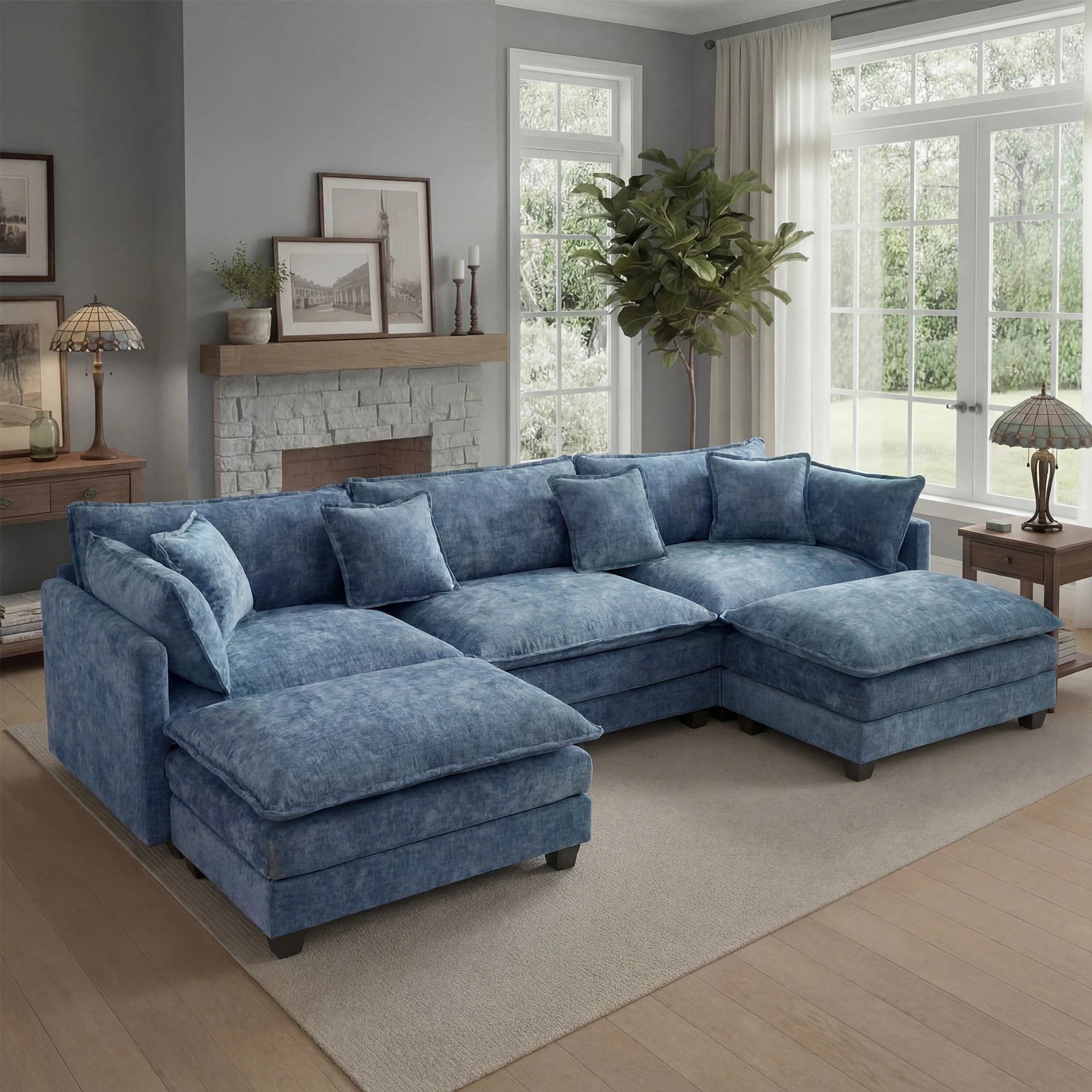 Modular Sectional Sofa with Ottoman, Comfy Cloud Couch