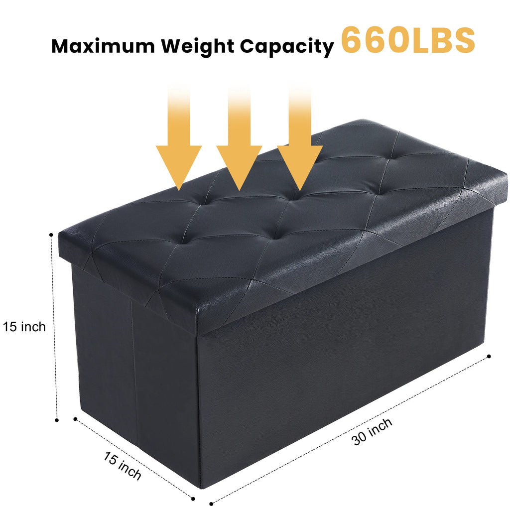 43 Inches Leather Folding Ottoman Storage Footstool