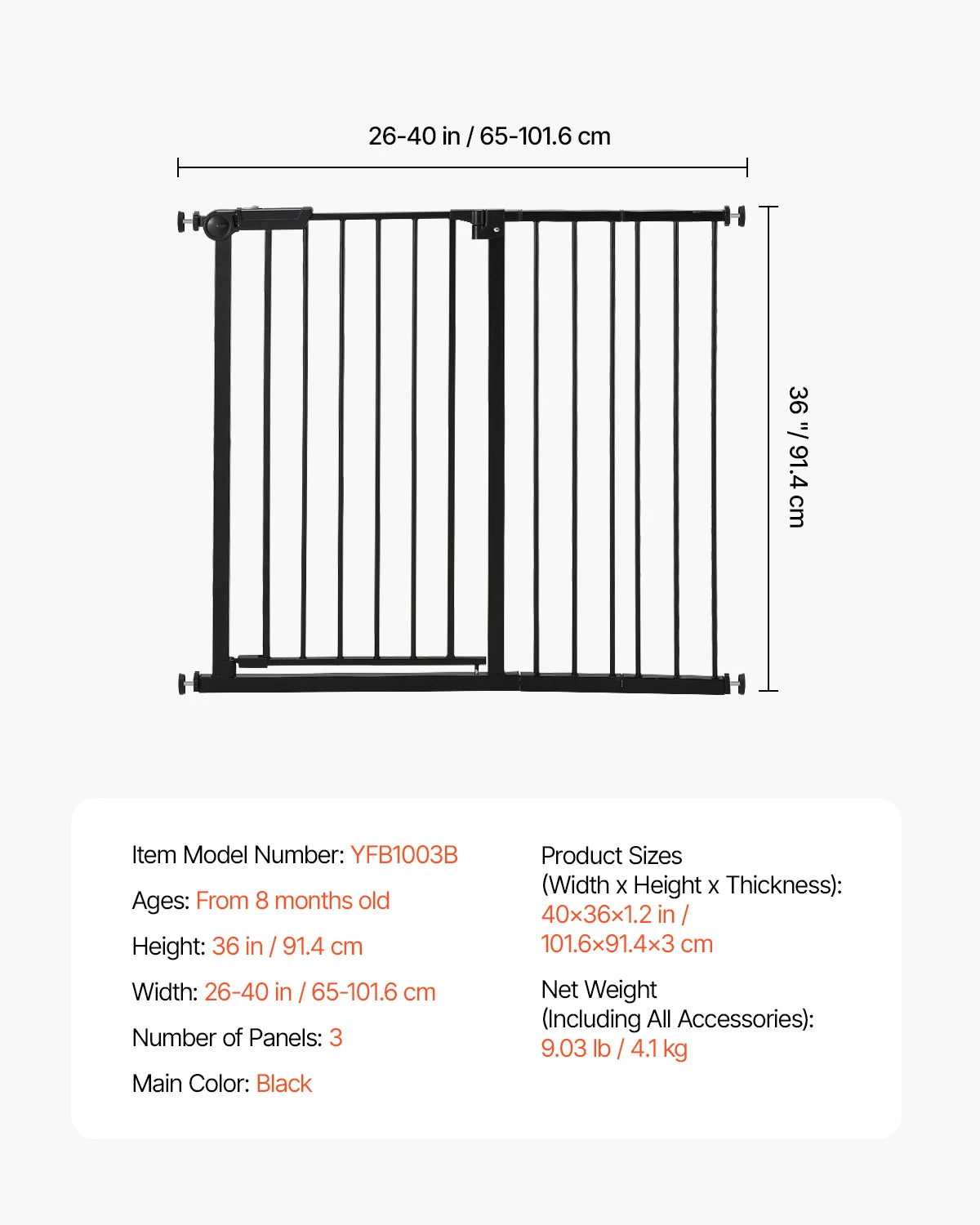 Baby Gate 28/30/36 Inches High Baby Gate