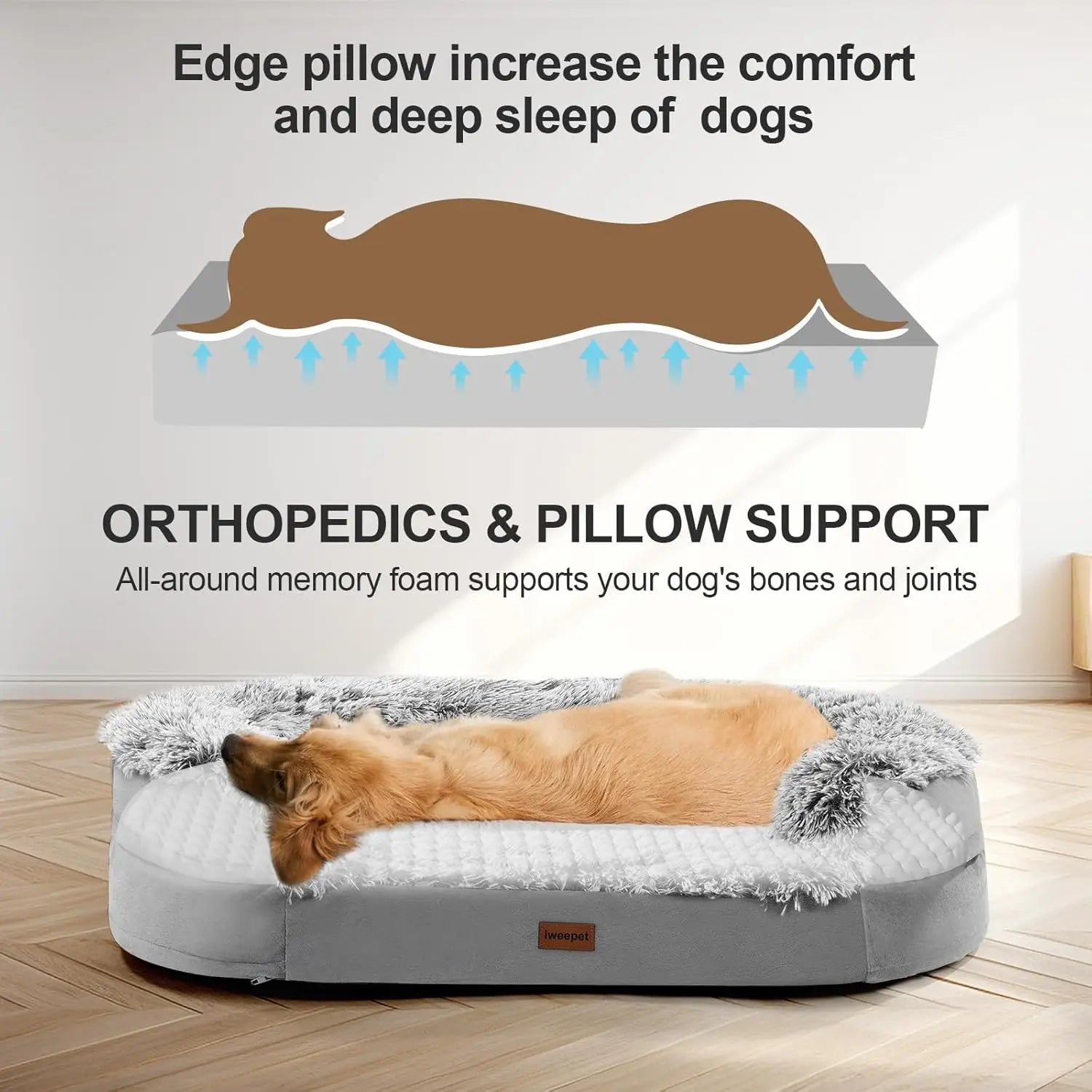 3.7 inch Thickened Orthopedic Dog Beds for Extra Large Dogs