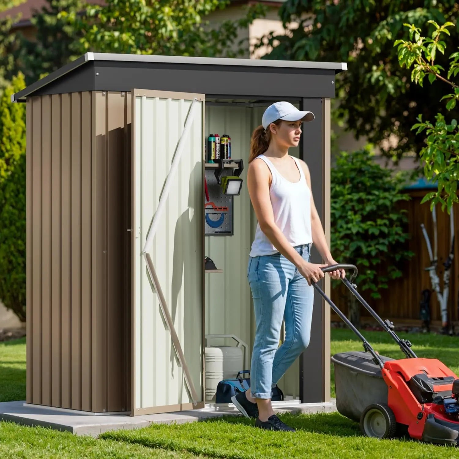 Outdoor Storage Shed 5 x 3 FT Lockable Metal Steel Anti-Corrosion Customized