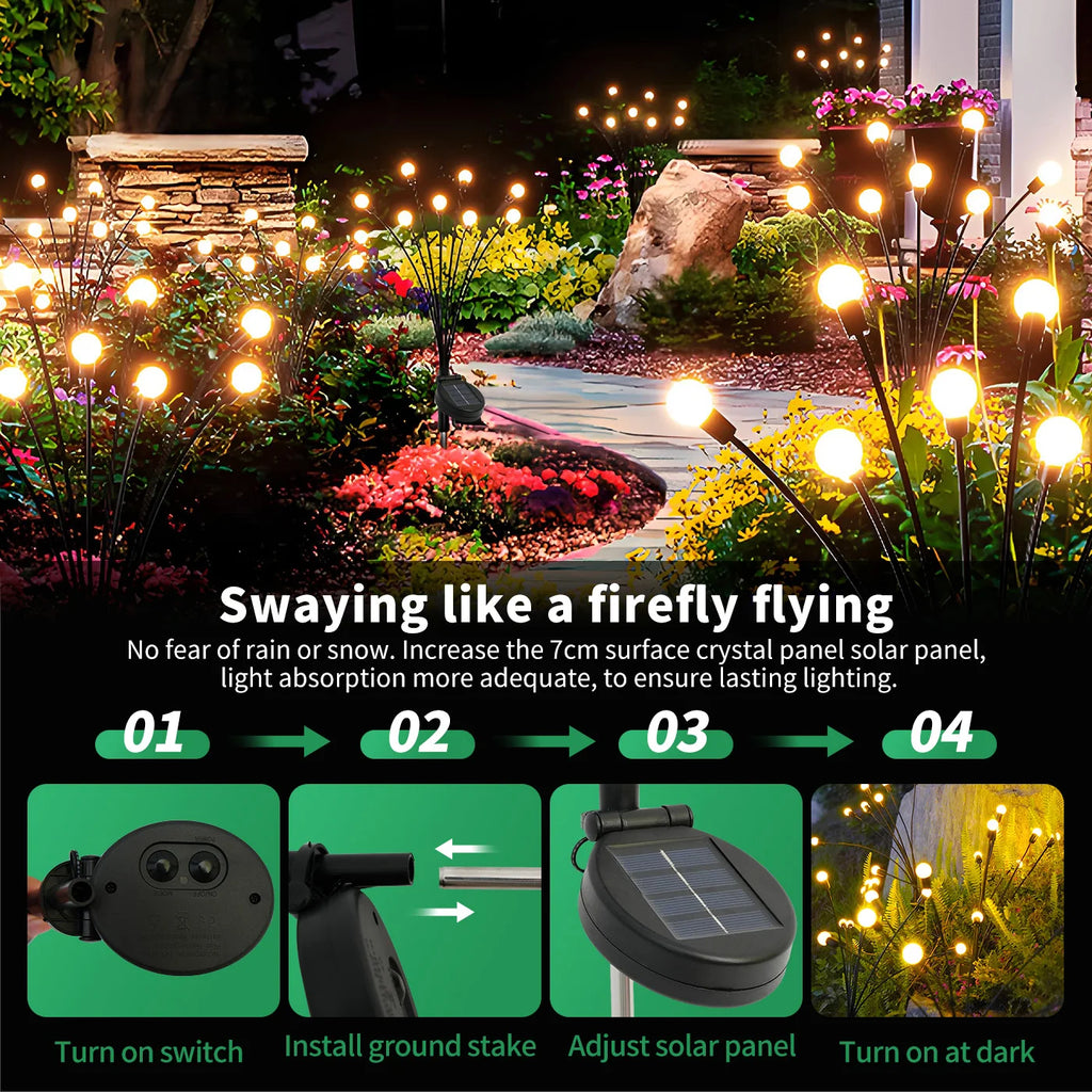 8-Head Solar Firefly Lights For Outdoor Decorative Garden