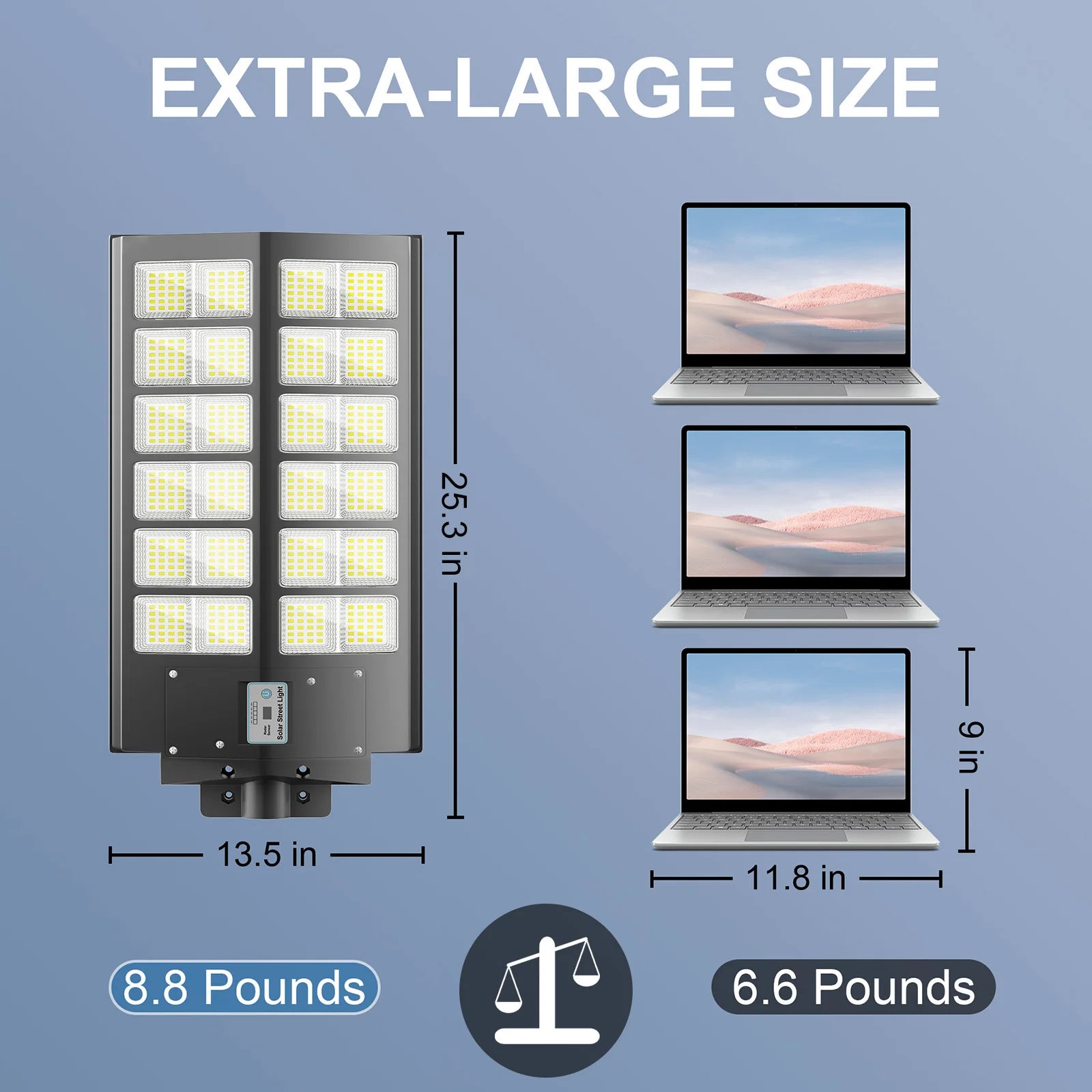 2 Pcs 6000W Outdoor solar light with motion sensor & timer