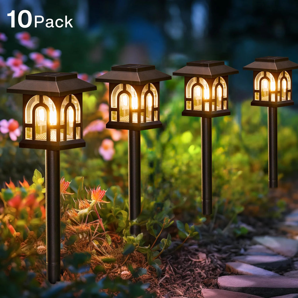6/10 Pack Solar Pathway Lights Outdoor Auto On/Off
