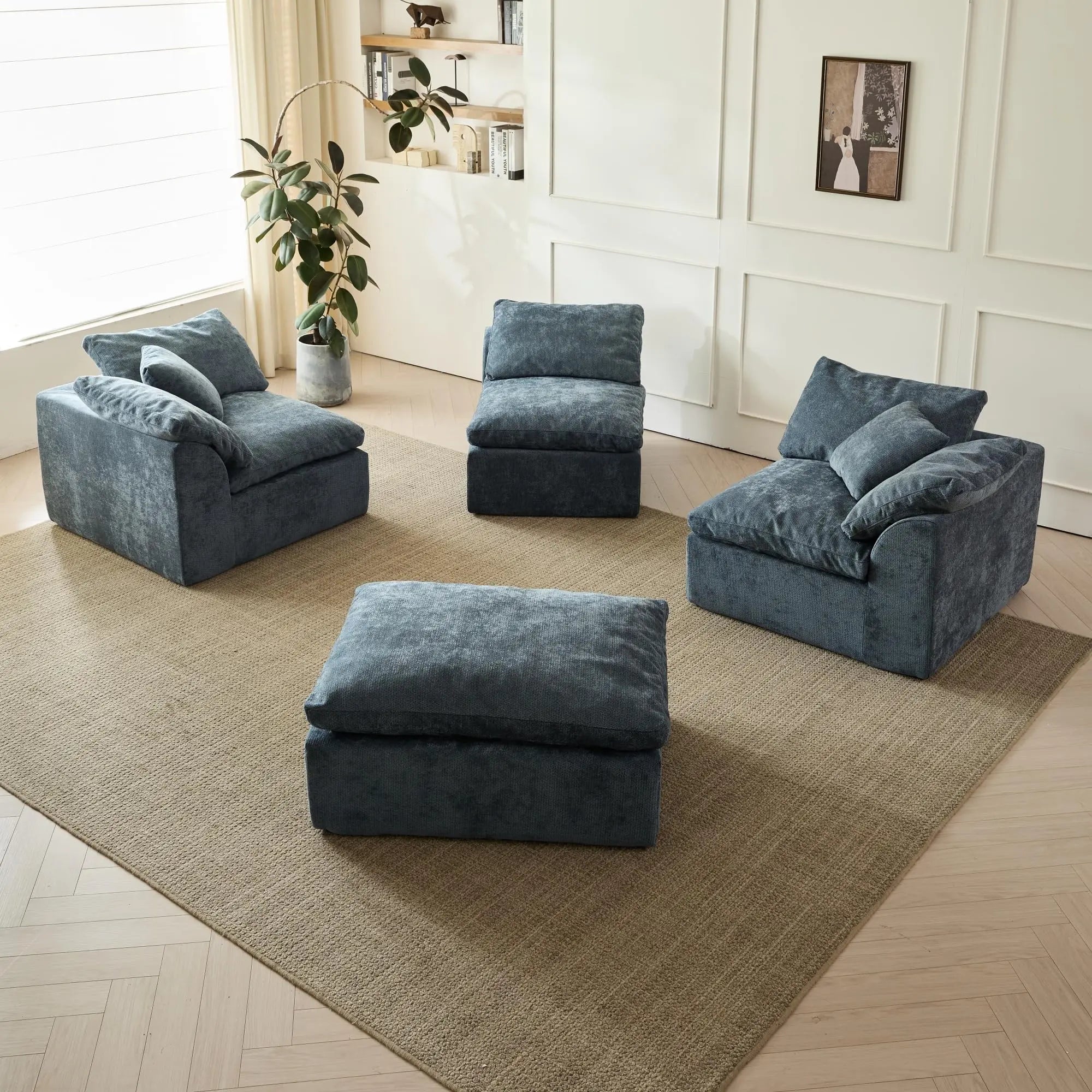 109" Modern Cloud L-Shaped 3-Seater Oversized Deep Seat Sofa
