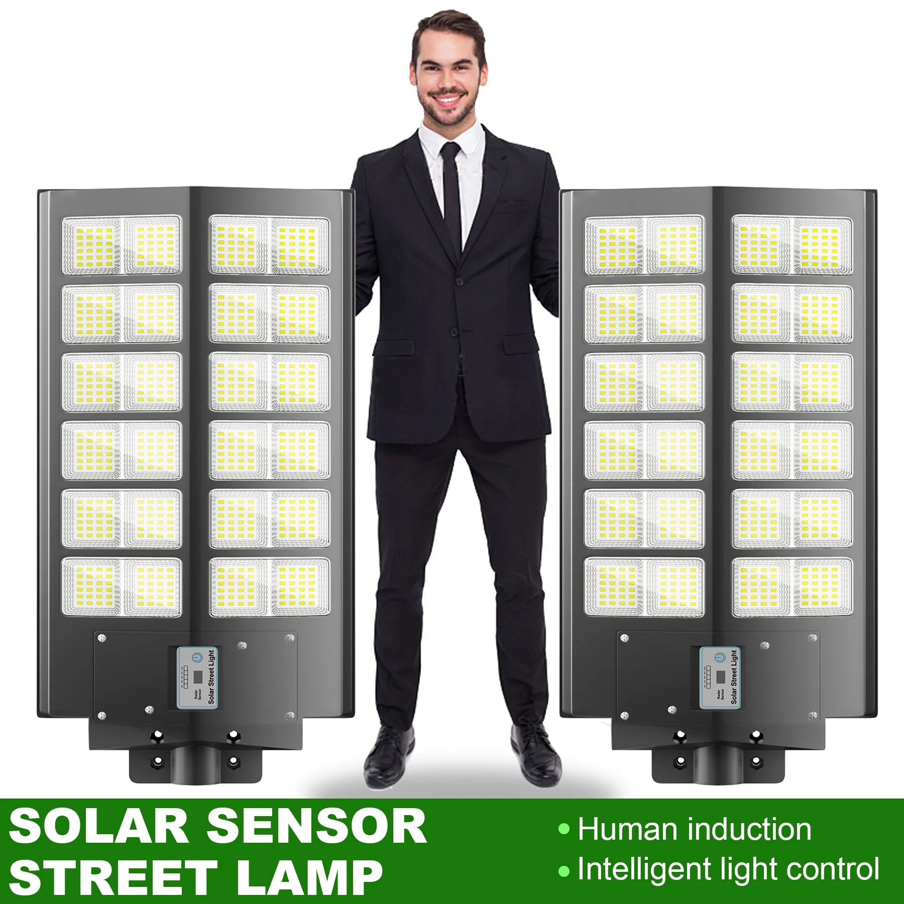 2 Pcs 6000W Outdoor solar light with motion sensor & timer