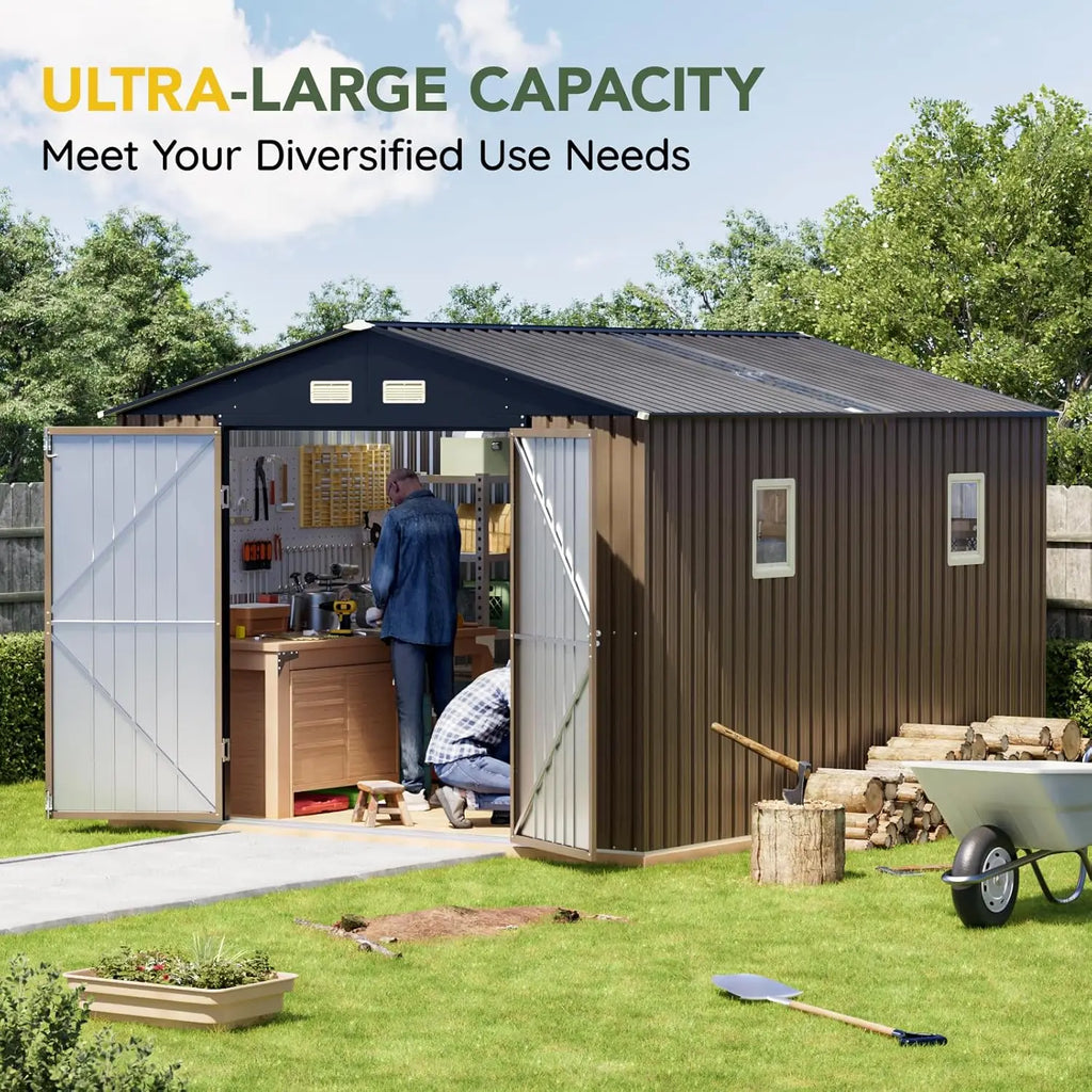 Outdoor Storage Shed 10 x 12ft.  Metal with Lockable Doors
