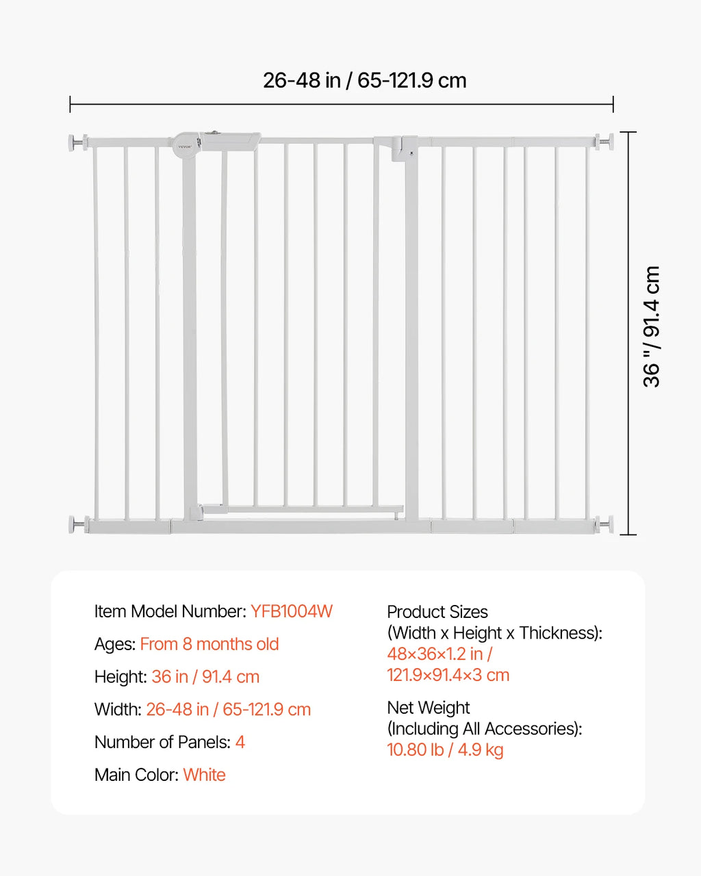 Baby Gate 28/30/36 Inches High Baby Gate