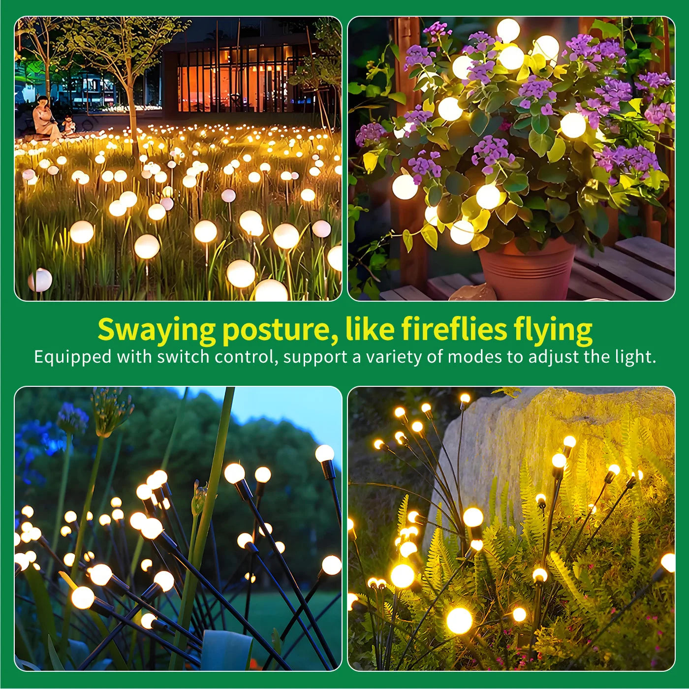 8-Head Solar Firefly Lights For Outdoor Decorative Garden