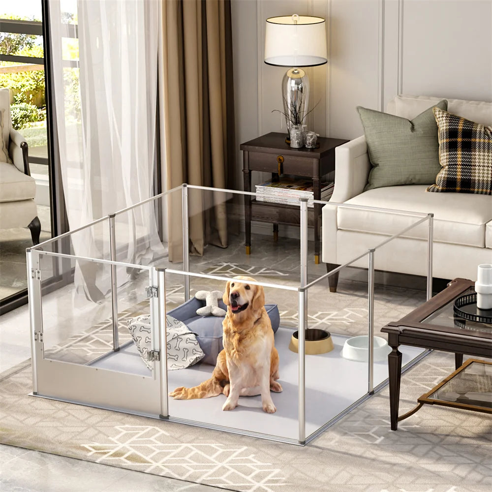 XXL Acrylic Dog Playpen Clear Exercise Enclosure