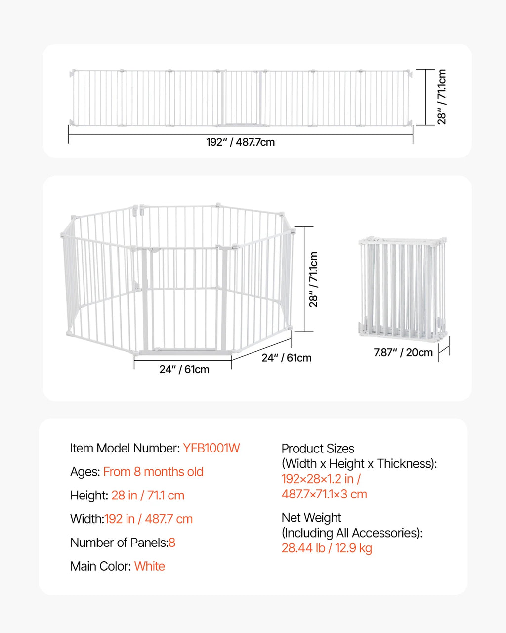 Baby Gate 28/30/36 Inches High Baby Gate