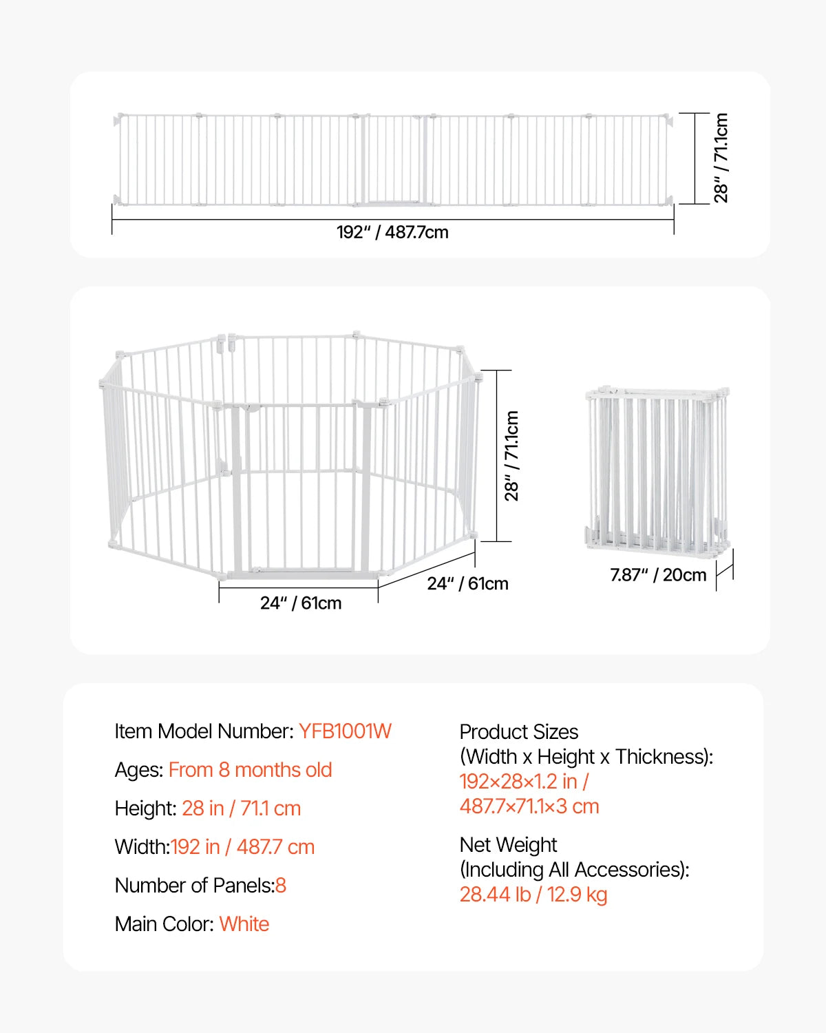 Baby Gate 28/30/36 Inches High Baby Gate