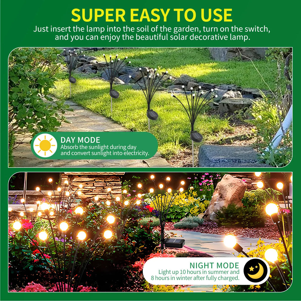 8-Head Solar Firefly Lights For Outdoor Decorative Garden