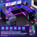U Shaped Gaming Desk with Monitor Stand Storage Shelves