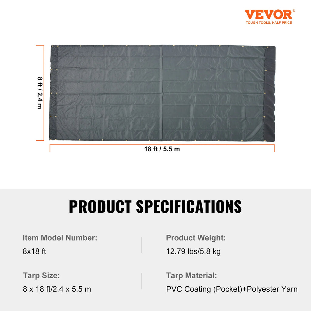 18oz PVC Dump Truck Tarp Folding Mesh Awning Tarpaulin Rainproof Cloth Double Pockets Trailer Shade for Outdoor Garden