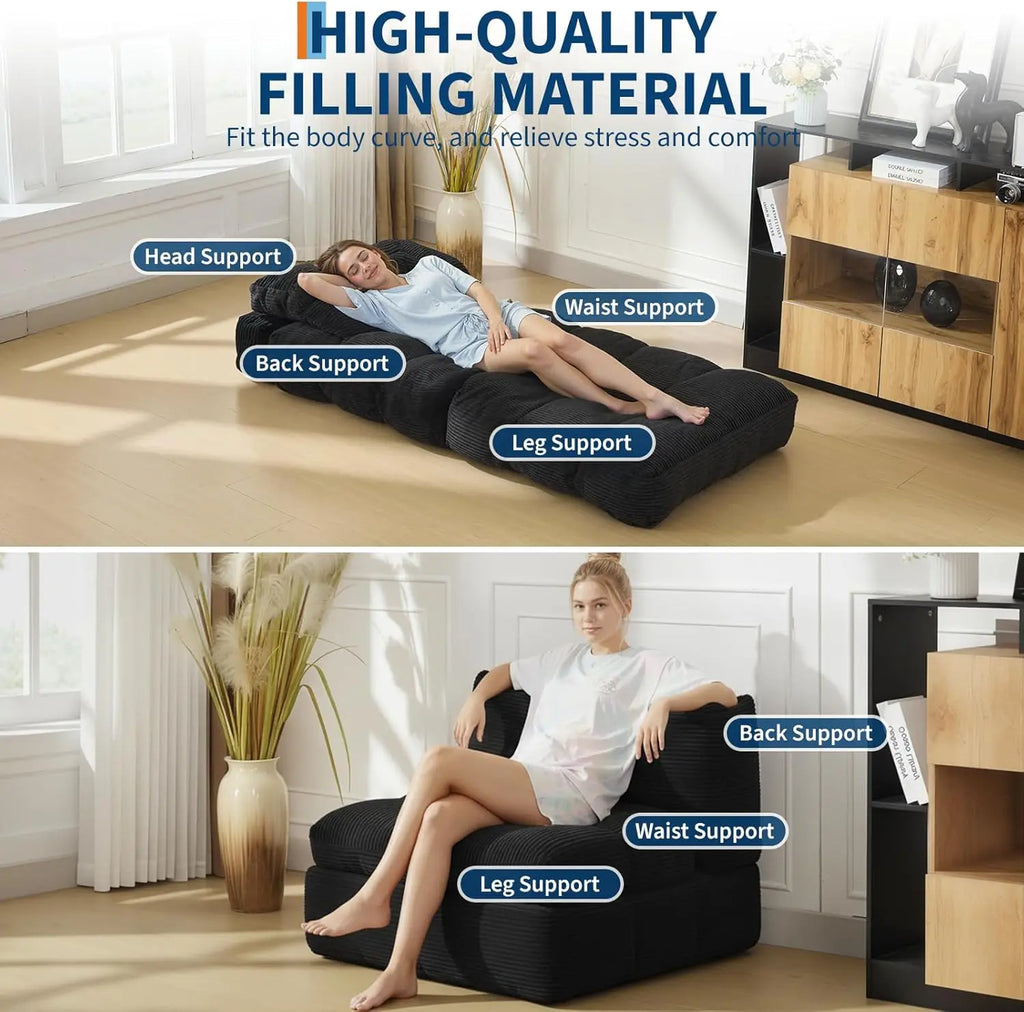3-in-1 34" Folding Sofa Bed with Pillow Boneless Mattress