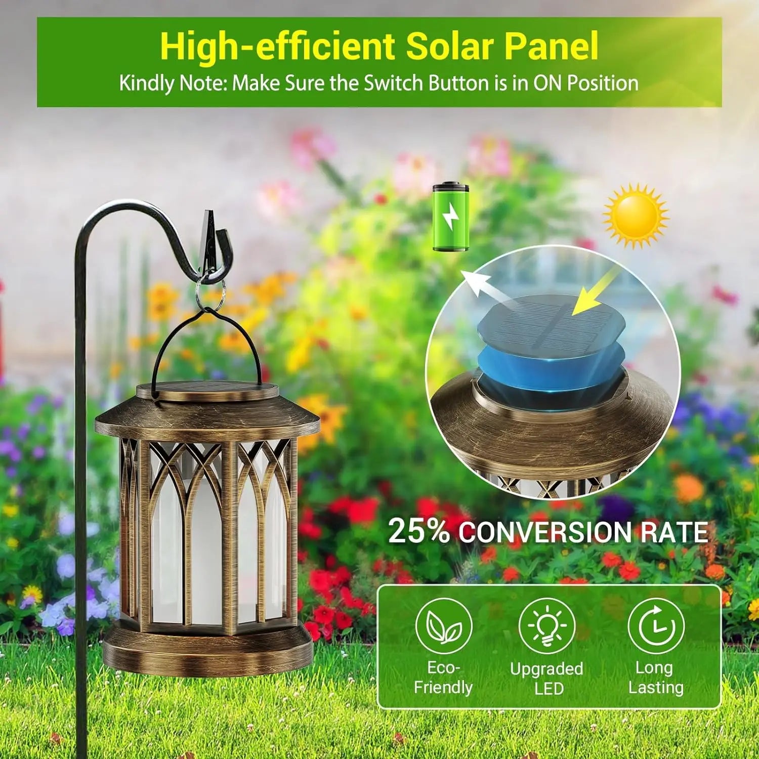 2 Pack Upgraded Flickering Flame Solar Outdoor Lanterns Bronze/Black