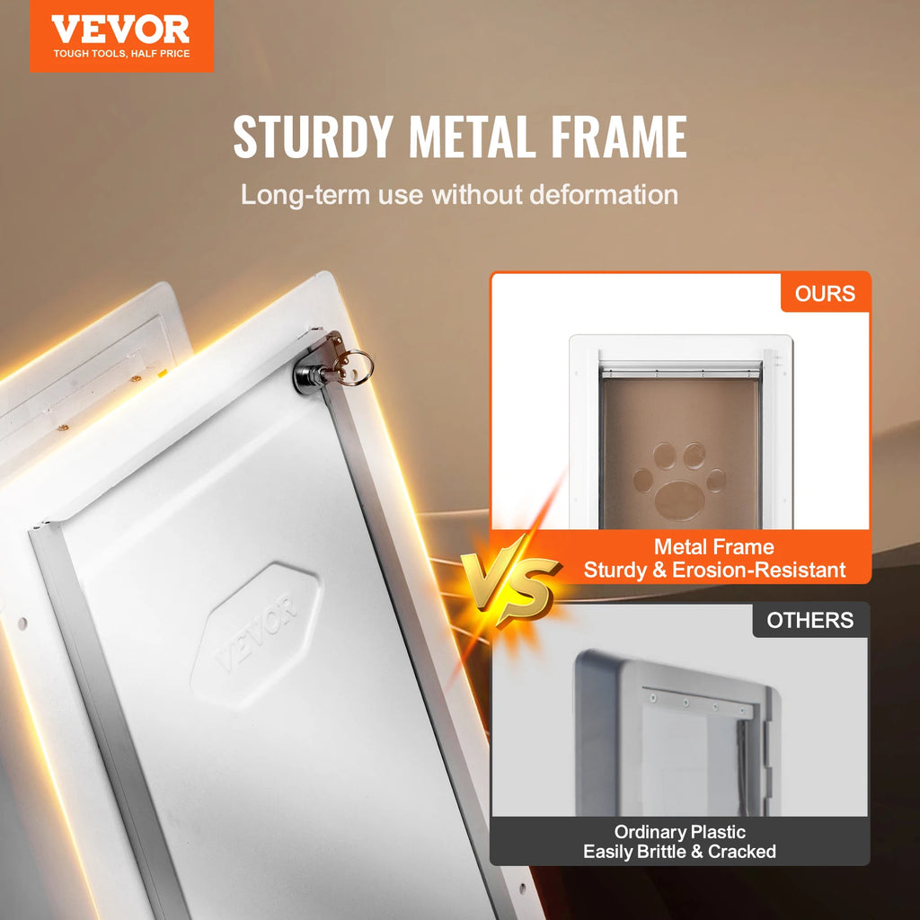 Pet Door Metal Frame with Lock and 3-Flap System