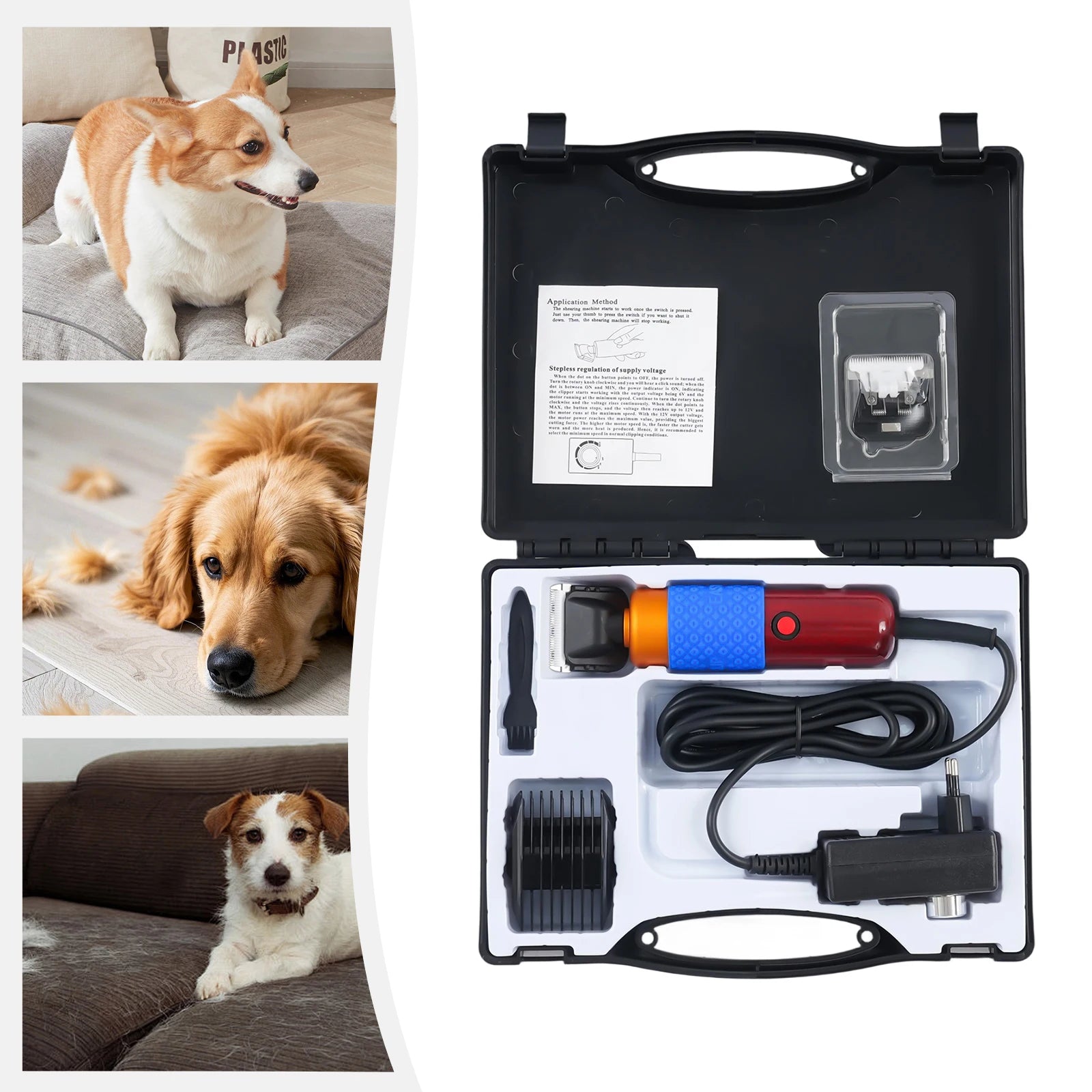 36W Professional Dog Clipper Cat Hair Trimmer Pet Grooming