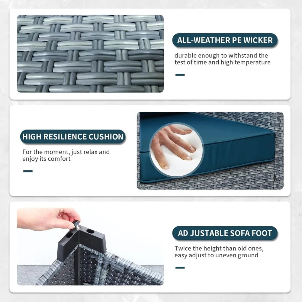 6 Pieces Wicker Outdoor Patio Set