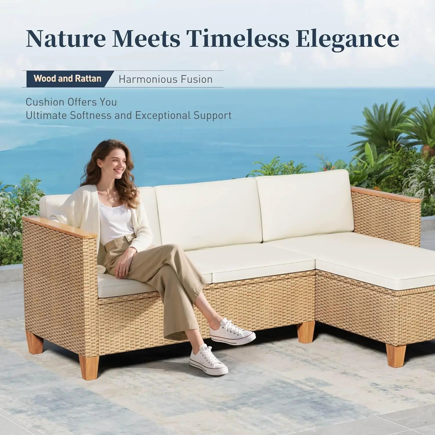 3 Piece Patio Furniture Set With Wicker