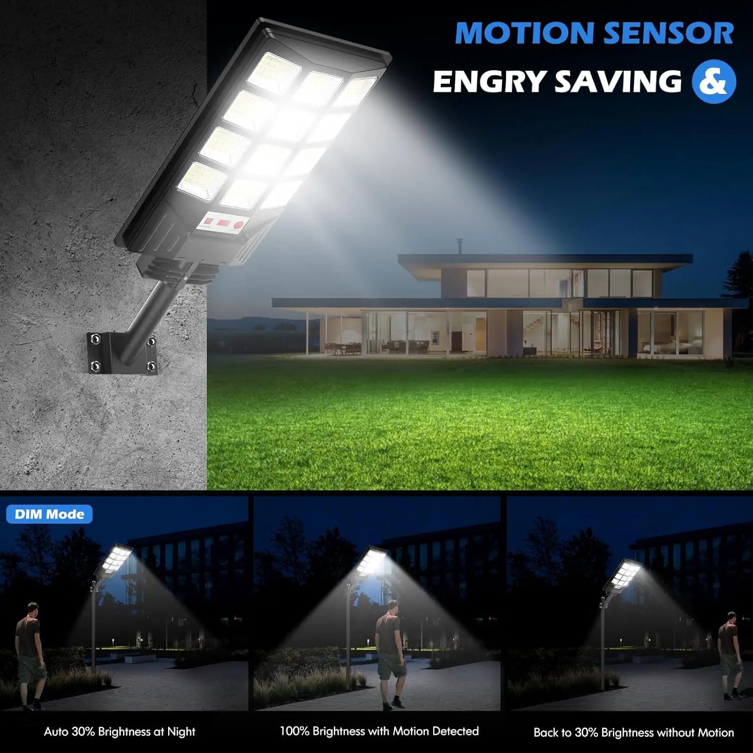 Solar Street Light Waterproof with Motion Sensor& Remote Control 2-Pack