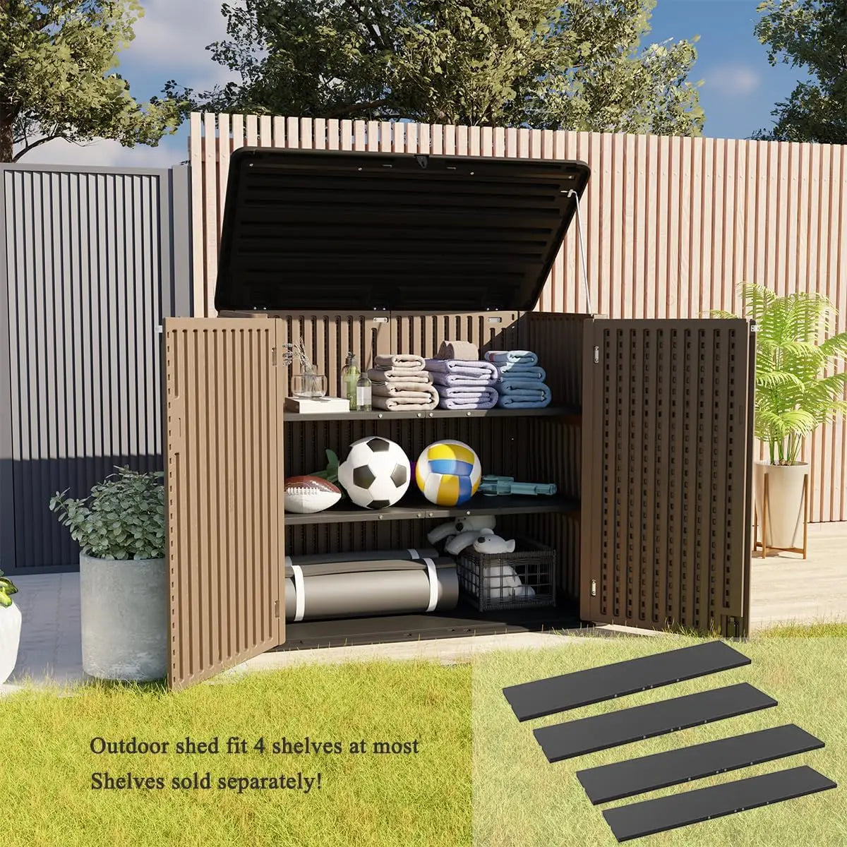 2025 48 Cu Ft Outdoor Storage Shed Waterproof Resin