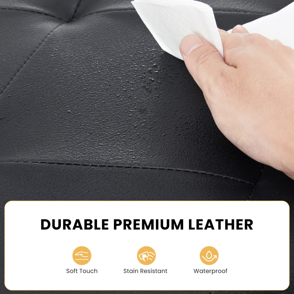 43 Inches Leather Folding Ottoman Storage Footstool