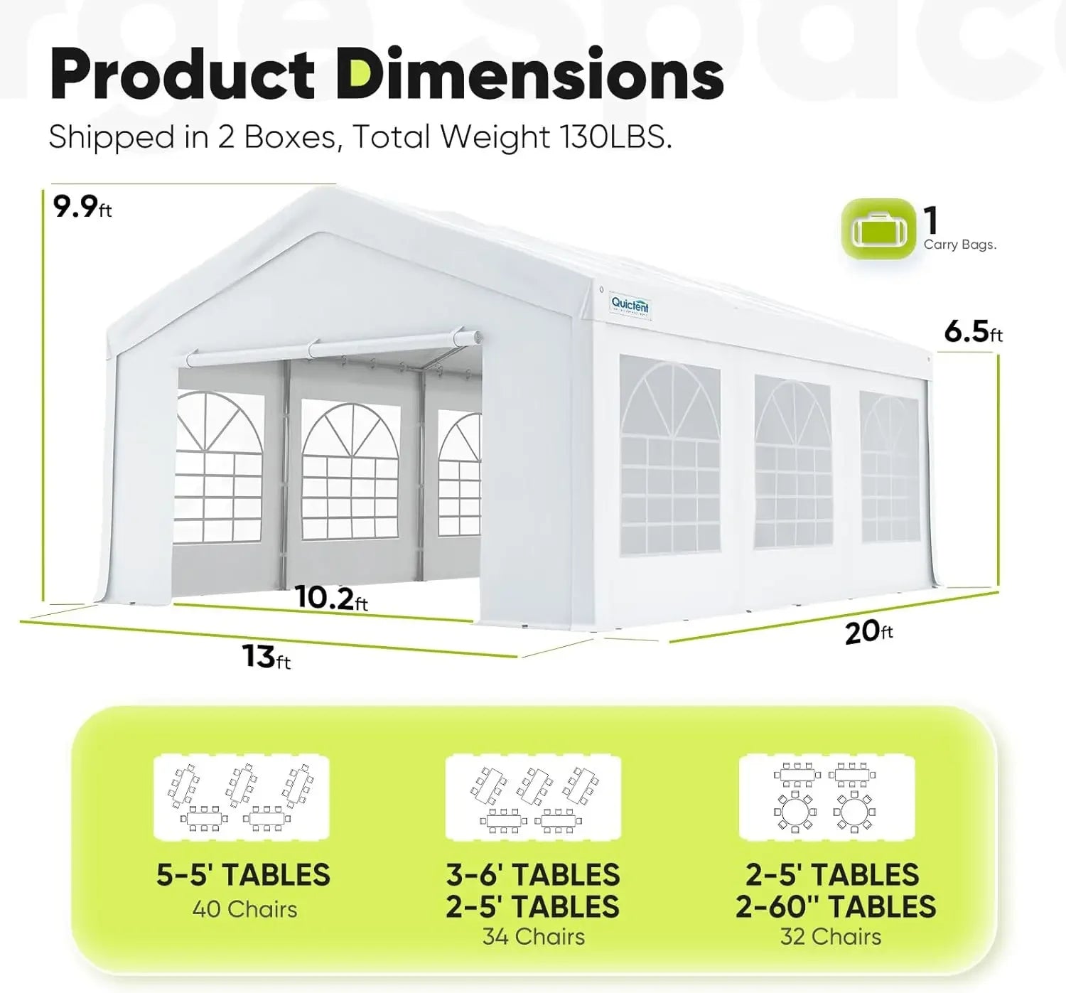 Heavy Duty 13x20 Party Tent Premium Outdoor White Gazebo
