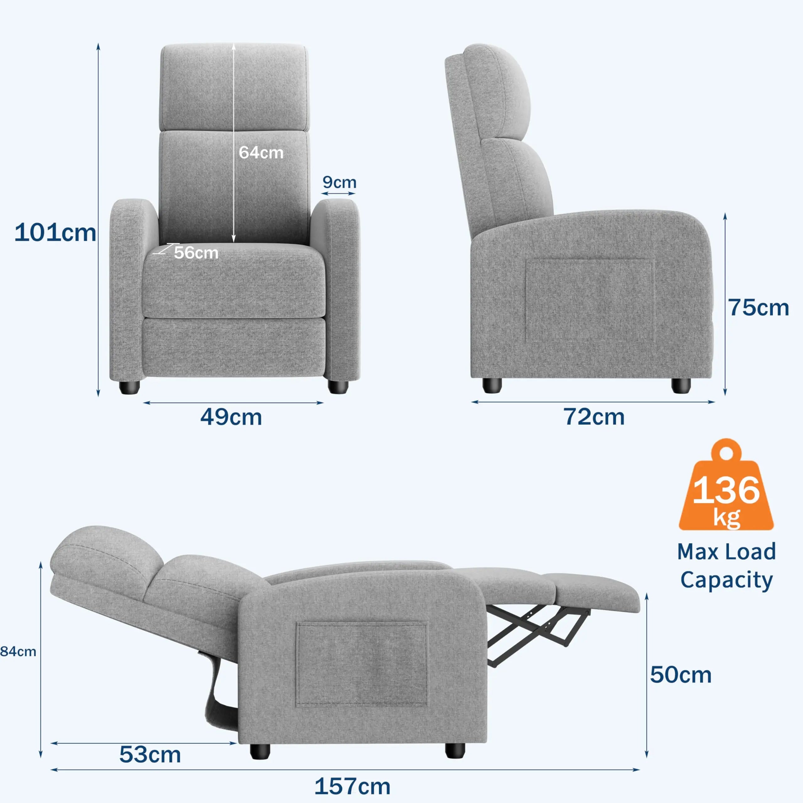 Push Back Recliner Chair For Adults