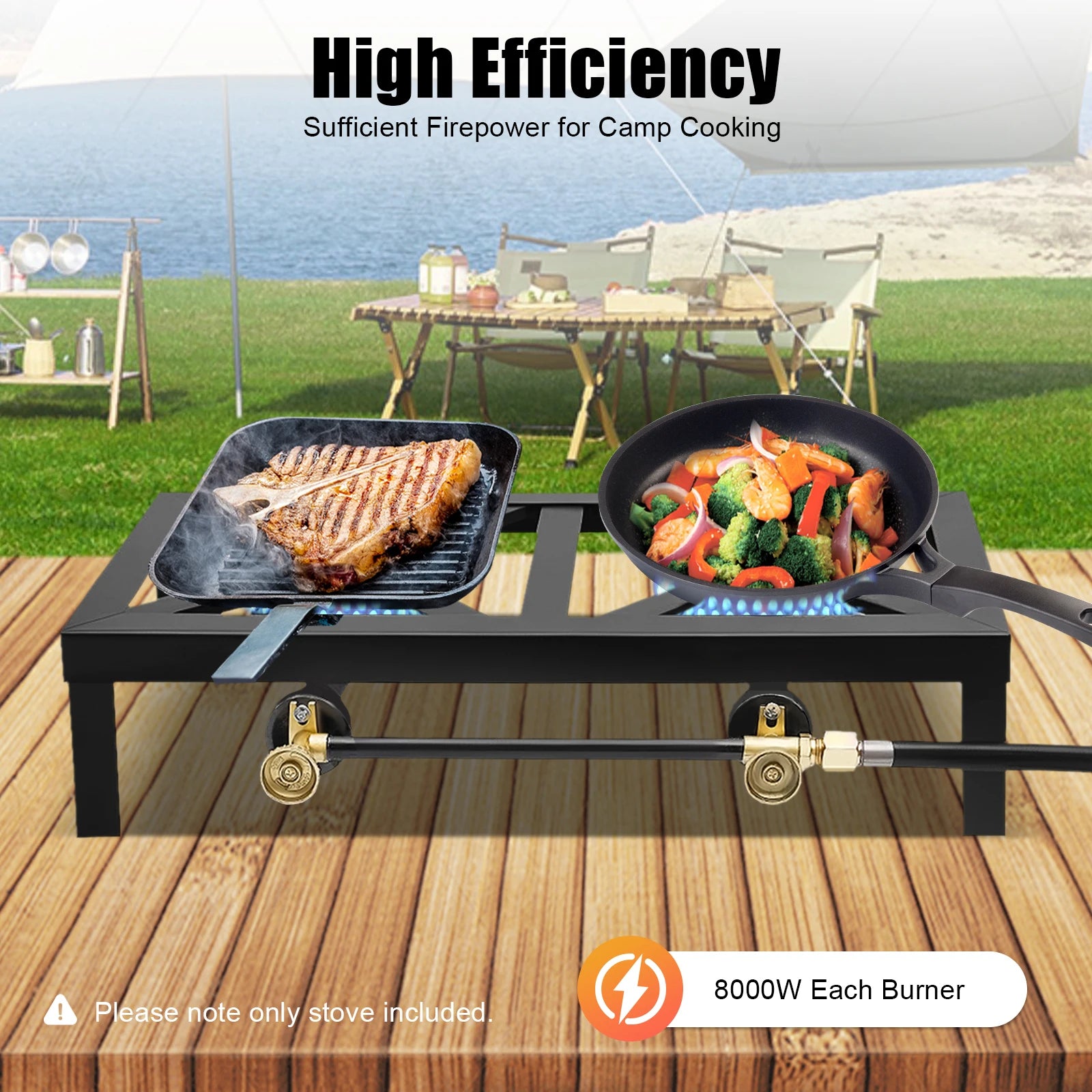 Portable Double Burner Outdoor Gas Stove Propane Cooker
