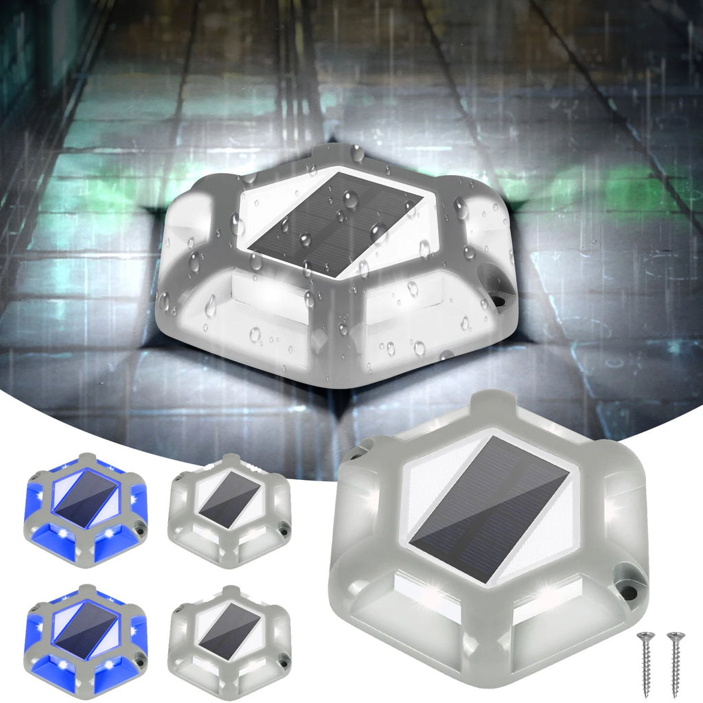 4pcs Blue/Cold White Solar Driveway Lights