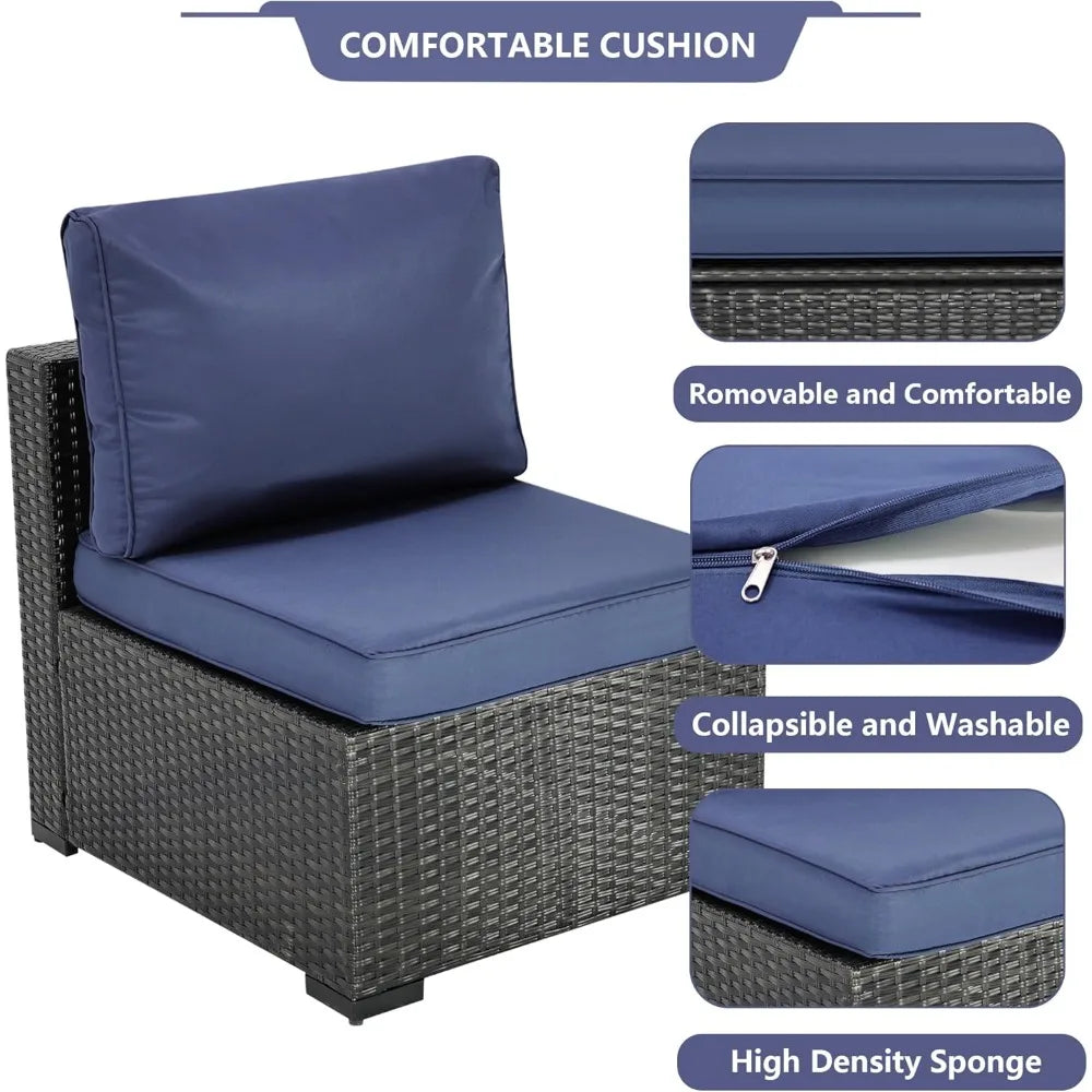 7 Pieces Outdoor Patio Furniture Sets Rattan Wicker