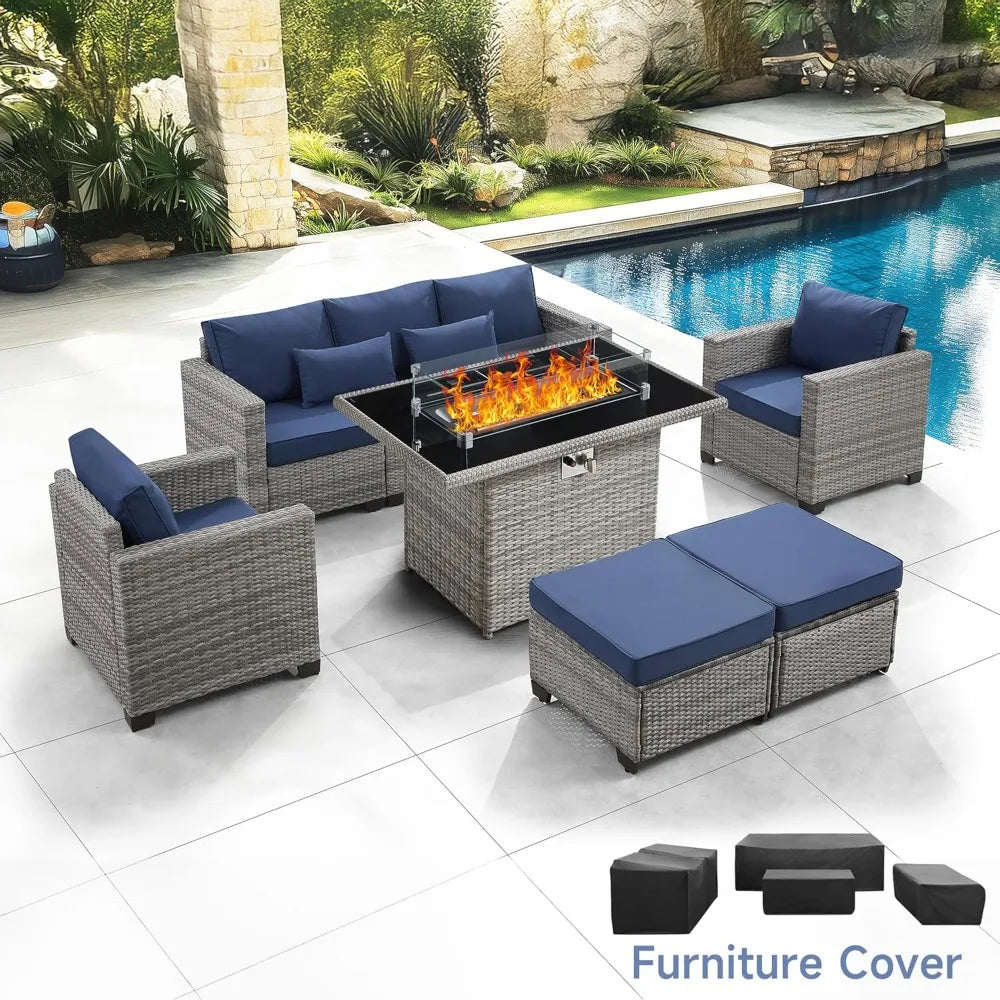6-Piece Outdoor Patio Set with Fire Pit Table