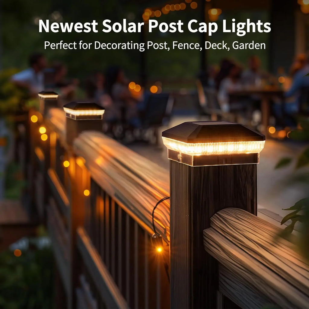 6 Pack 4x4 LED Solar Post Lights Outdoor 3 Modes