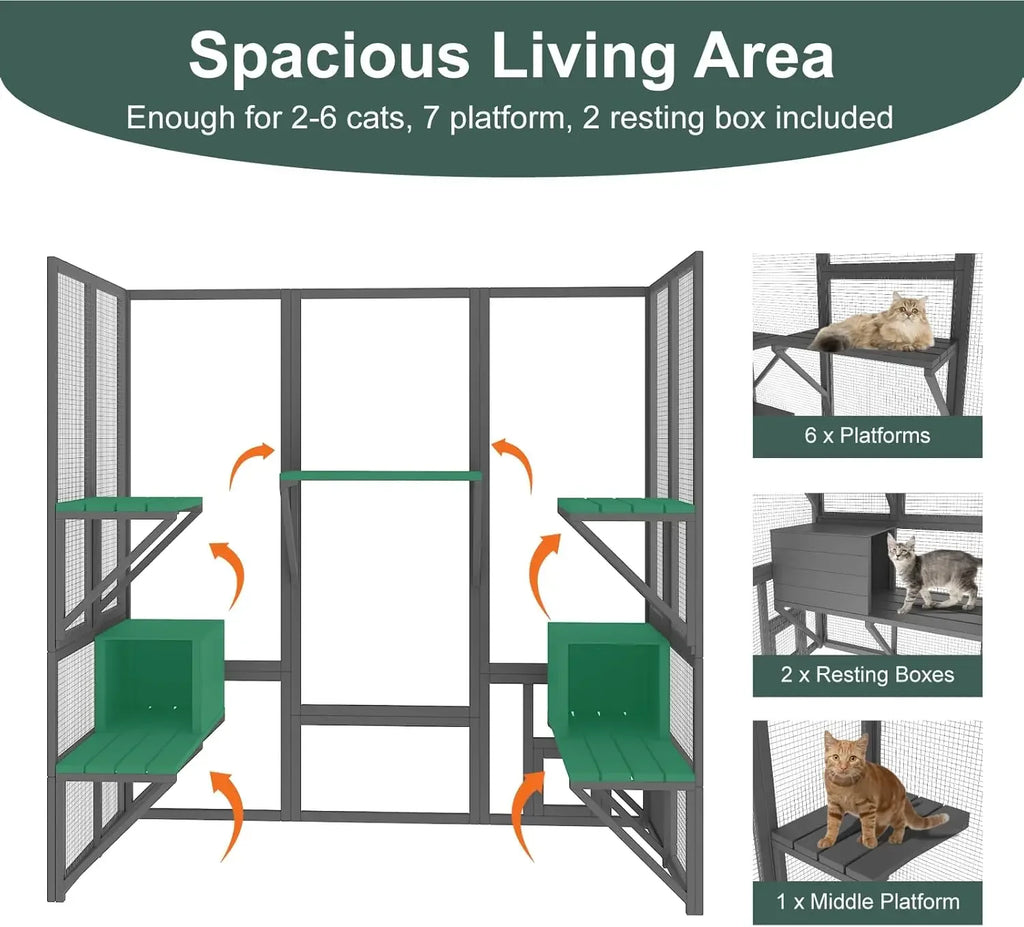 Catio Outdoor Cat Enclosure, Large House for Mutiple Cats