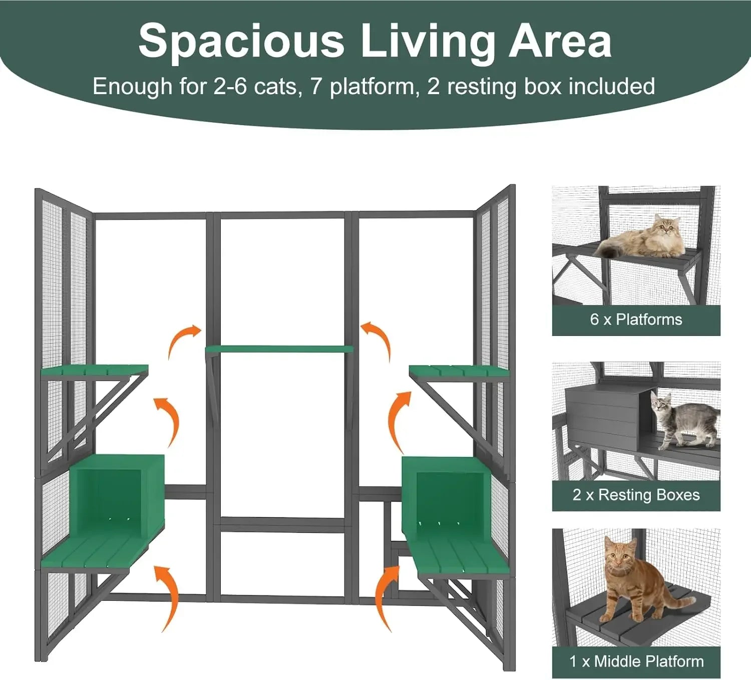 Catio Outdoor Cat Enclosure, Large House for Mutiple Cats