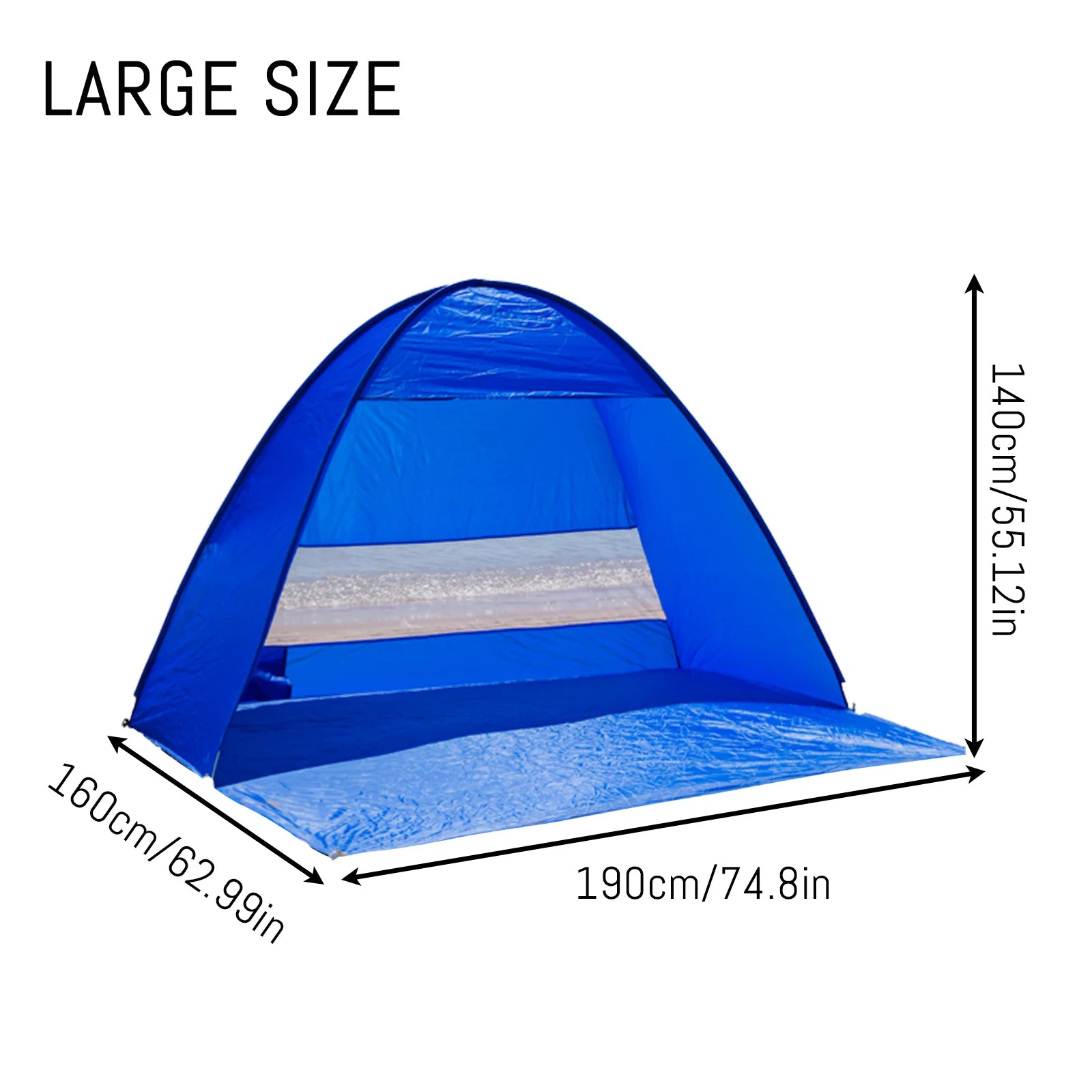 Pop-up beach tent with handbag compact folding design