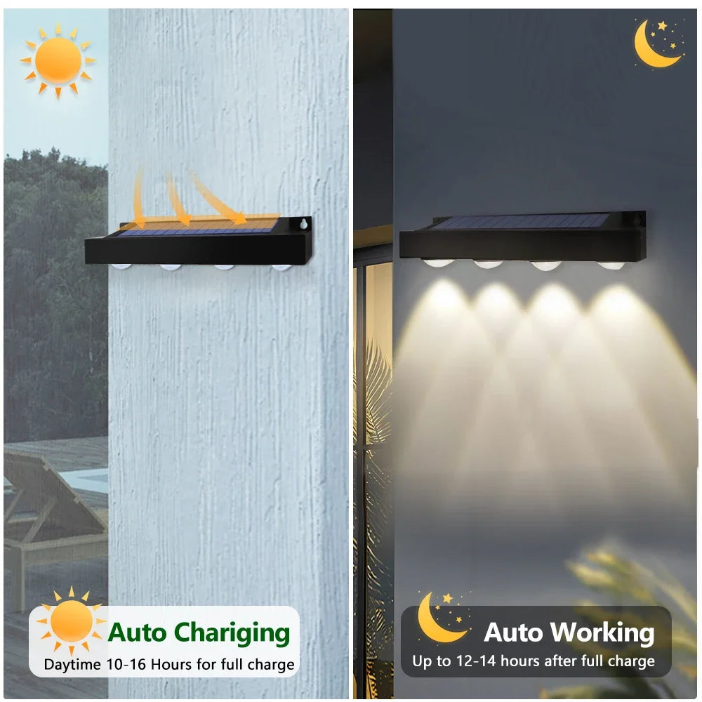 Solar Wall Light Outdoor 4/6/8LED Waterproof