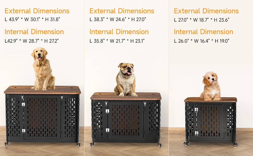 Dog Crate Pet Furniture with Cushion Wood Dog Kennel