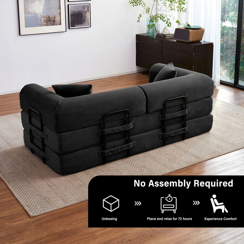 79'' Boneless Couch Foldable Convertible Futon Sleeper Sofa Bed