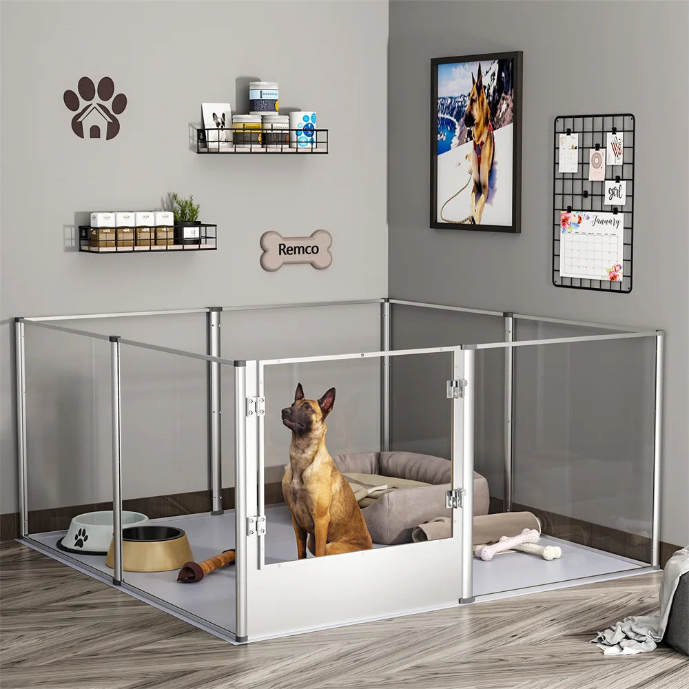 XXL Acrylic Dog Playpen Clear Exercise Enclosure