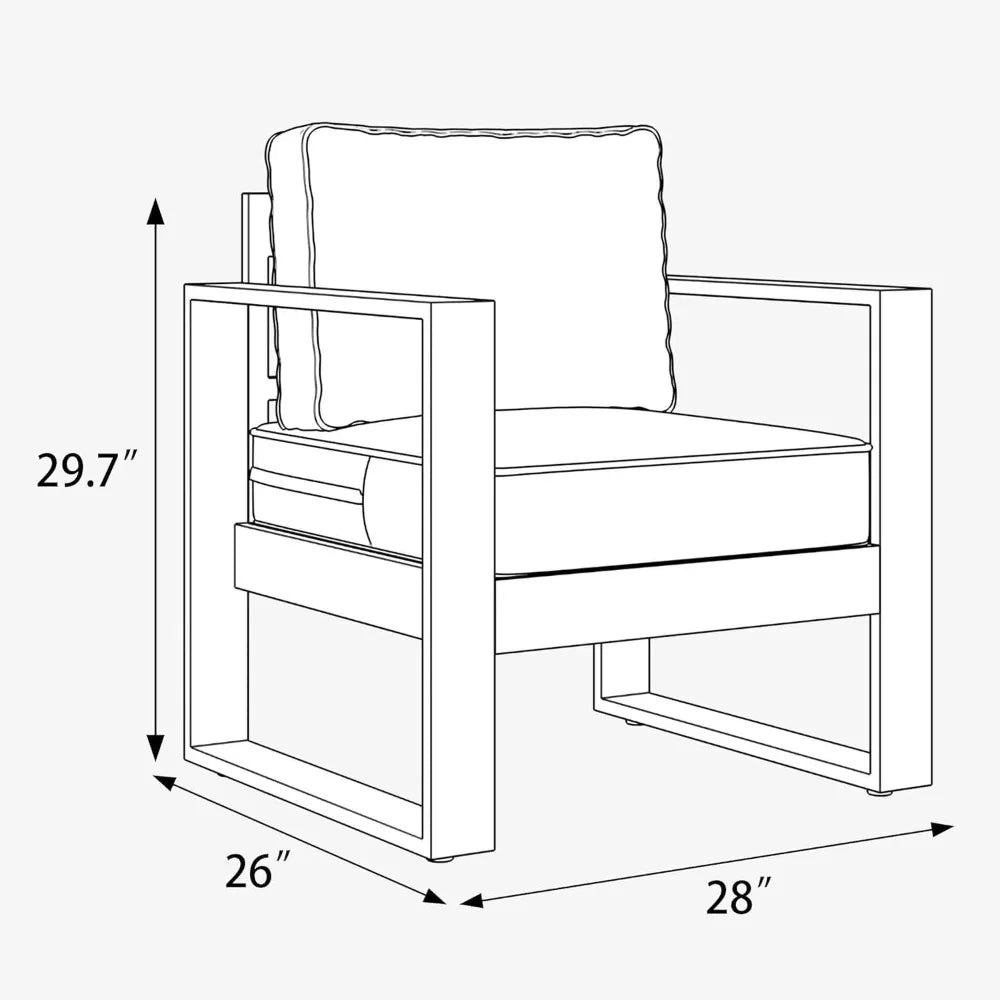 5 Piece Patio Outdoor Furniture Set With Metal Arm Chairs