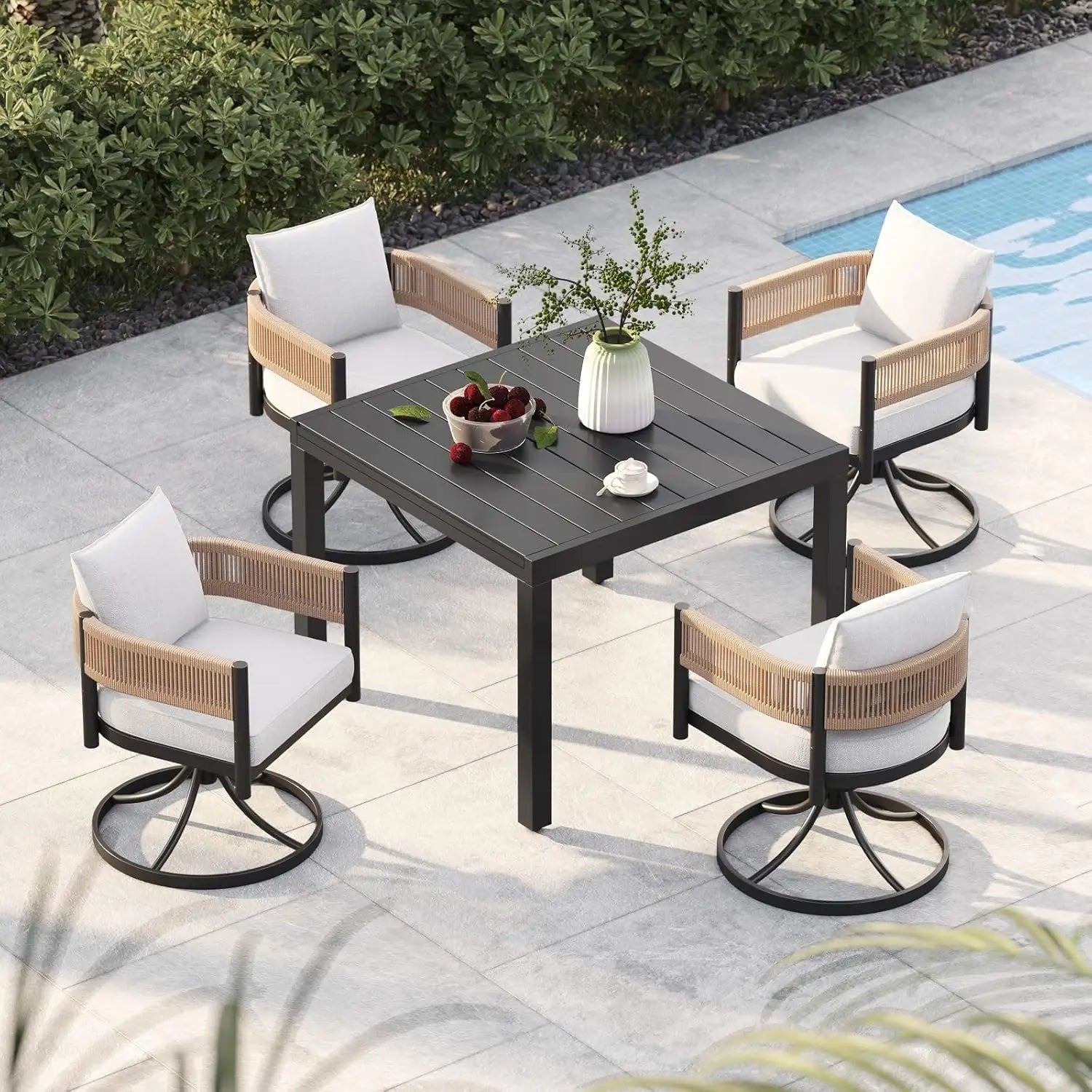 Outdoor Dining Set for 6, 7 PCS Patio Table and Chairs Set