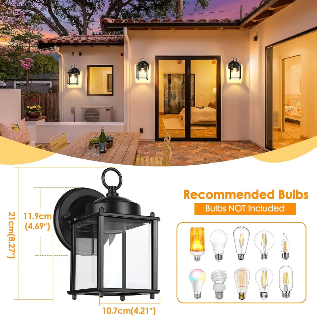 Outdoor Wall Lantern Waterproof Wall Sconce Light Fixtures Black