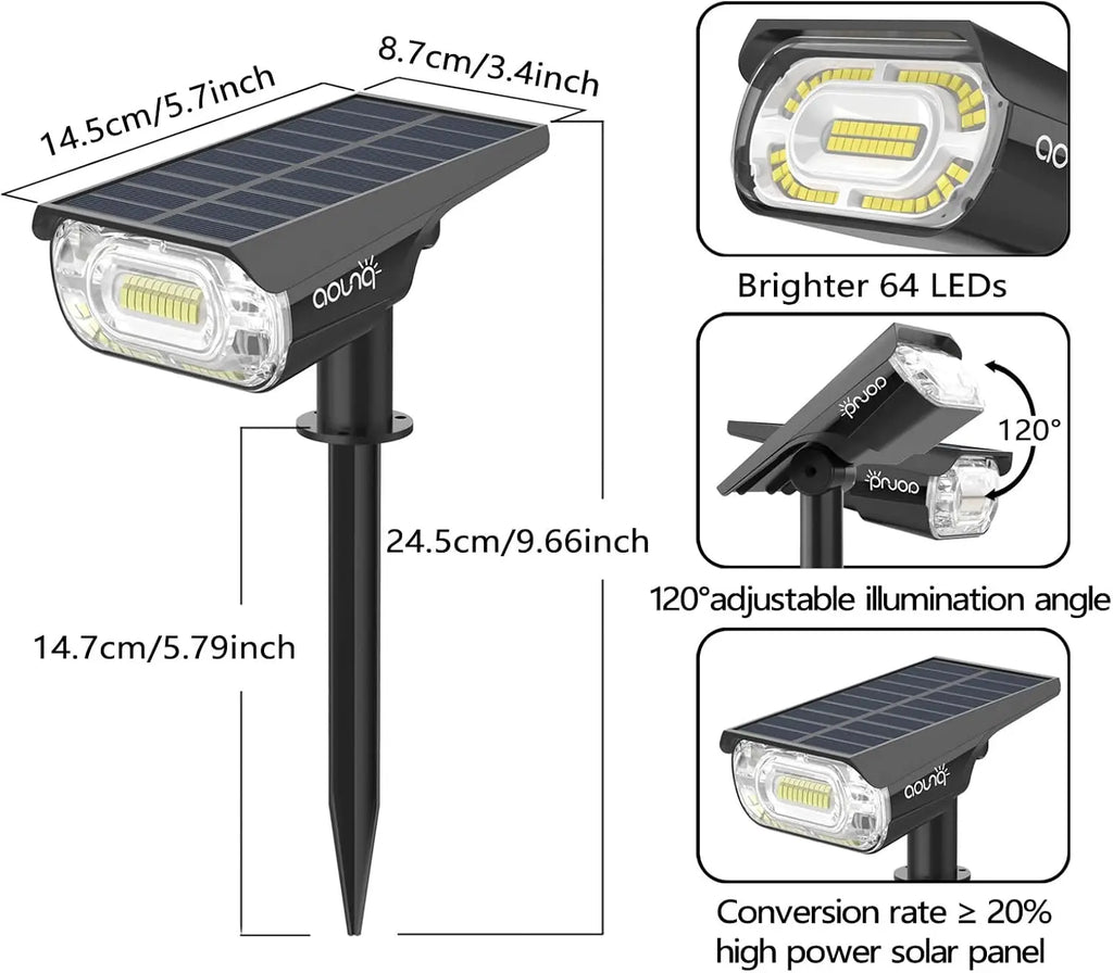 Solar Outdoor Pathway Lights 1000 Lumens, 64 LEDS