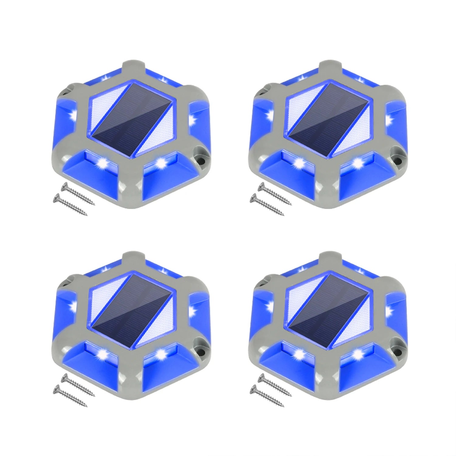 4pcs Blue/Cold White Solar Driveway Lights