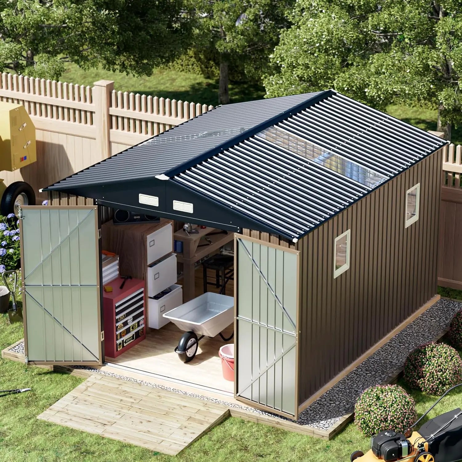 Outdoor Storage Shed 10 x 12ft.  Metal with Lockable Doors